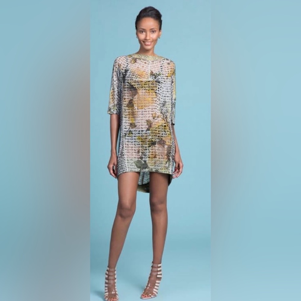 Byron Lars Gloriosa Daisy Draped Back Tunic/Mini Dress SZ 4 like.new